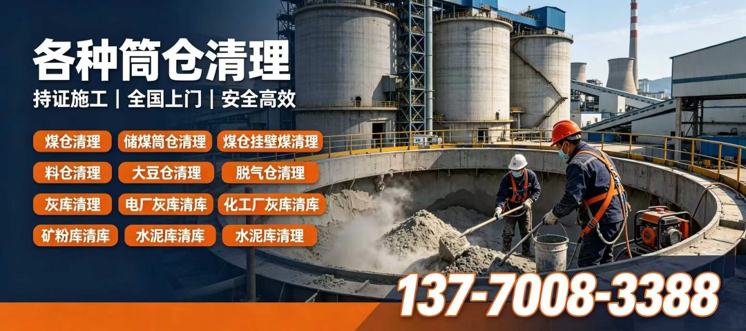 华电高空 筒仓清库施工现场